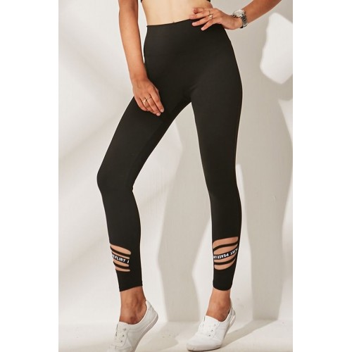 Letter Cutout High Waist Running Sports Leggings