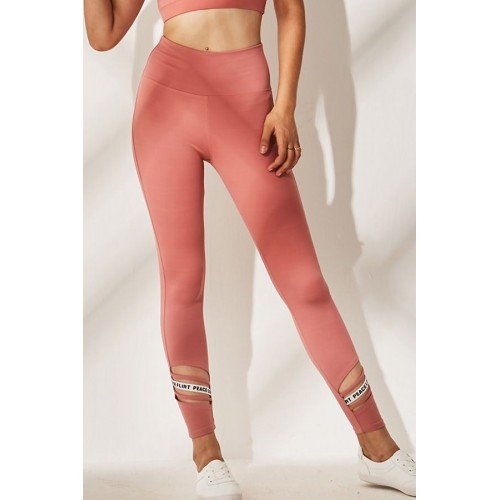 Coral Letter Cutout High Waist Running Sports Leggings