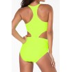 Neon Yellow Cutout High Waist Sexy One Piece Swimsuit