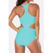 Light-blue Cutout High Waist Sexy One Piece Swimsuit