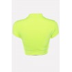 Neon Yellow Slogan Print Short Sleeve Workout Sports Crop Top