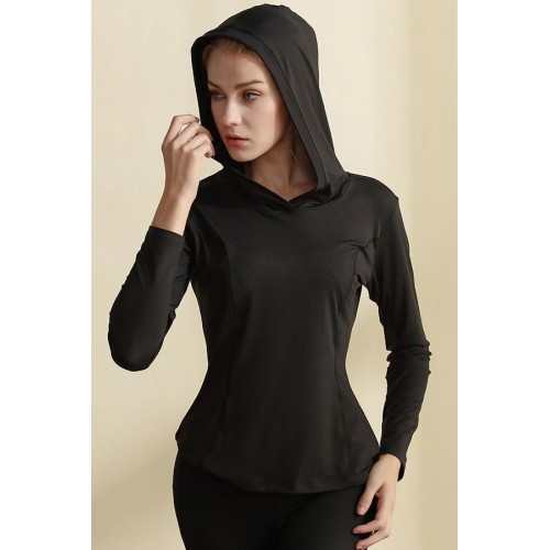 Hooded Long Sleeve Workout Sports Tee