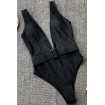 Plunging Belted Padded High Cut Sexy One Piece Swimsuit