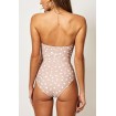 Apricot Polka Dot Knotted Cutout Strapless Sexy One Piece Swimsuit