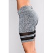 Gray Mesh Splicing High Waist Sports Shorts