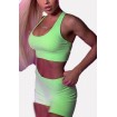 Neon U Neck High Waist Solid Sports Bra Shorts Set