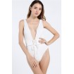 Lace Up Plunging Backless Padded High Cut Sexy One Piece Swimsuit