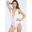 Lace Up Plunging Backless Padded High Cut Sexy One Piece Swimsuit