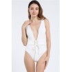 Lace Up Plunging Backless Padded High Cut Sexy One Piece Swimsuit