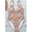 Leopard Cutout Strappy Side Padded High Cut Sexy One Piece Swimsuit