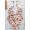 Leopard Cutout Strappy Side Padded High Cut Sexy One Piece Swimsuit