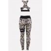 Leopard U Neck Racer Back Skinny Sports Bra Leggings Suit Set