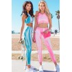 Light-blue Tie-dye Cut-out Back Yoga Fitted Sports Bra Leggings Set