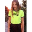 Light-green Letter Print Fitted Sports Crop Tee