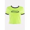 Light-green Letter Print Fitted Sports Crop Tee