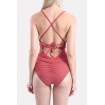 Ribbed Backless Lace Up Scrunch Butt Sexy One Piece Swimsuit